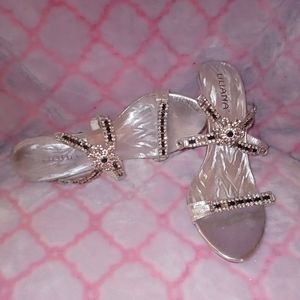 Liliana Silver W/ Chocolate & Black Rhinestones High Heels